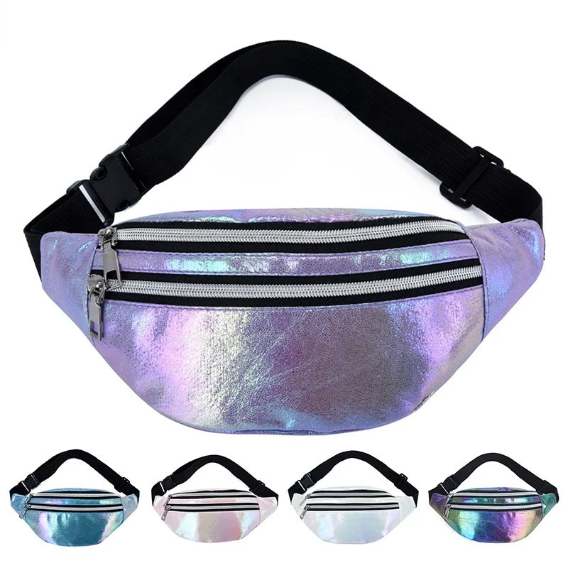 Holographic Fanny Pack Laser PU Waist Bag Beach Travel Banana Hip Bum Z