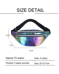 Holographic Fanny Pack Laser PU Waist Bag Beach Travel Banana Hip Bum Z