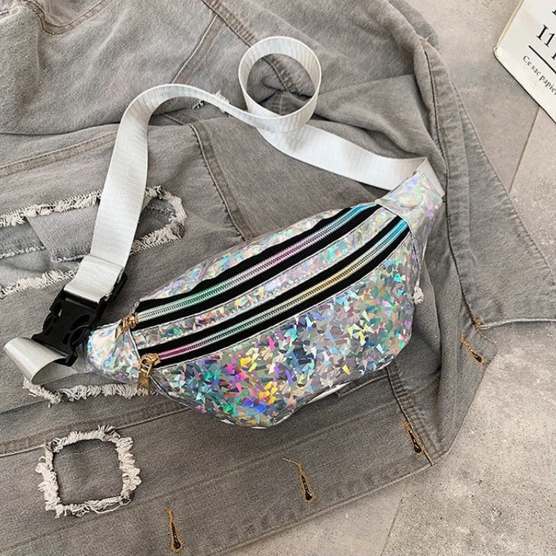 Laser PU Holographic Waist Bag for Beach Travel