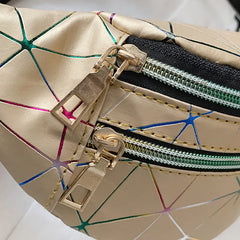 Geometric Waist Bag Pink Silver Fanny Pack