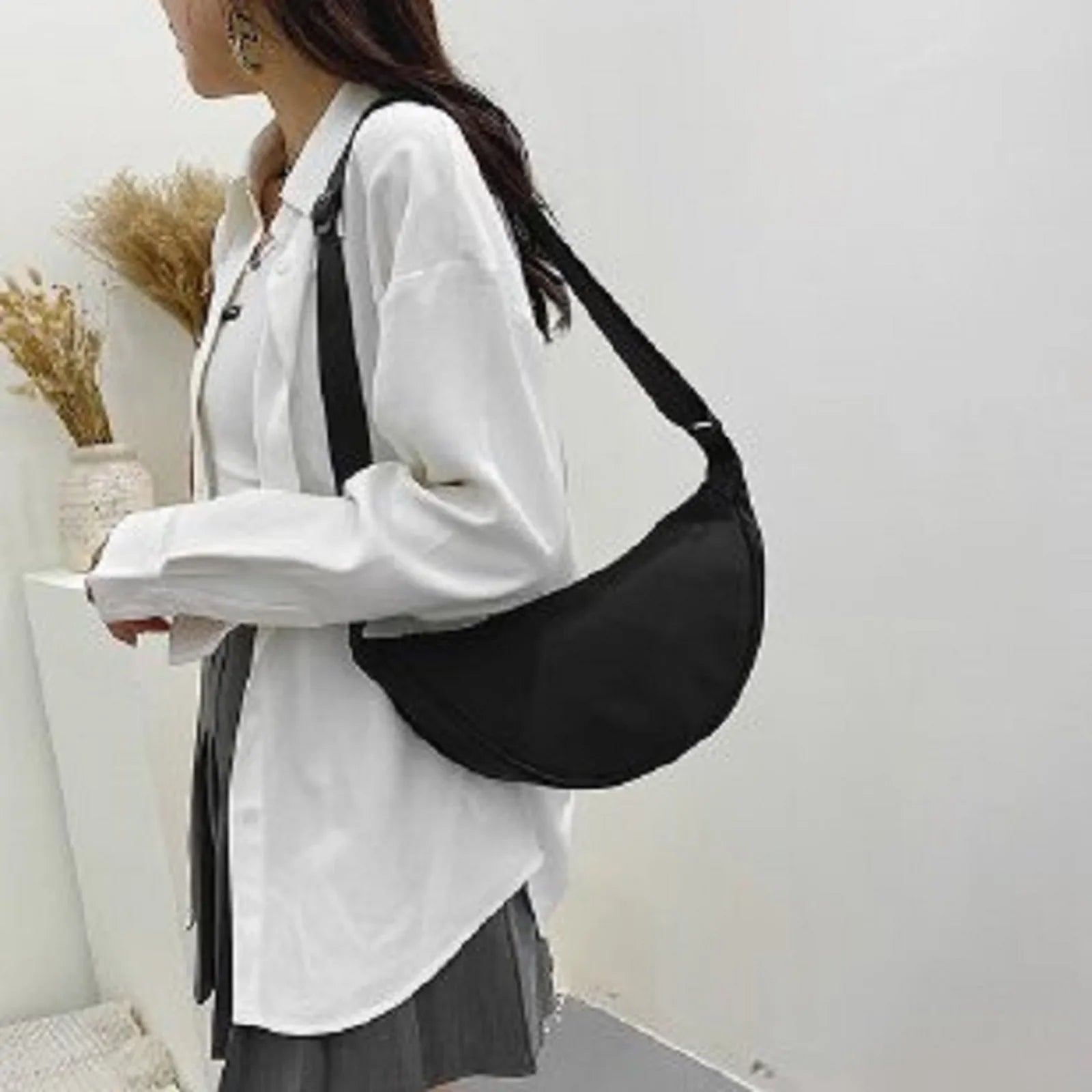 Women's Medium Shoulder Bag with Printed Cotton Canvas Tote