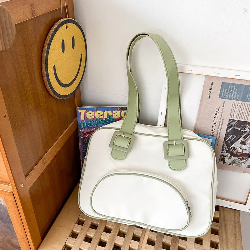 Japanese Style Retro Small Fresh Contrast Girl Student Shoulder Bag
