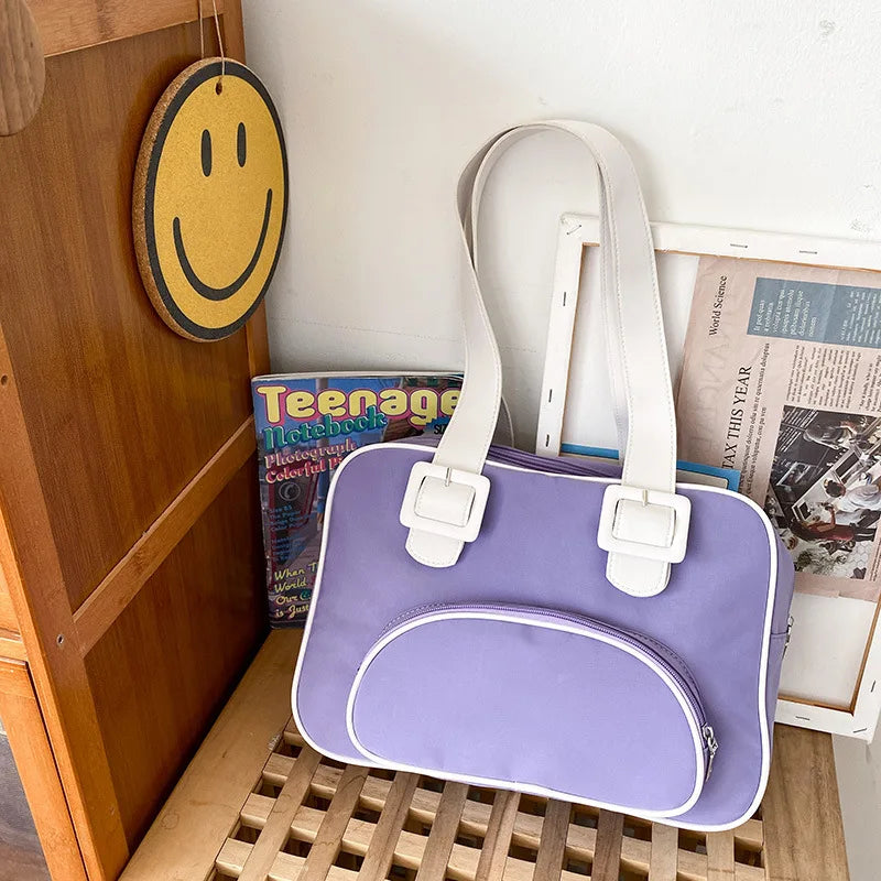 Japanese Style Retro Small Fresh Contrast Girl Student Shoulder Bag