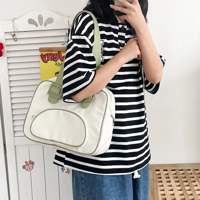 Japanese Style Retro Small Fresh Contrast Girl Student Shoulder Bag