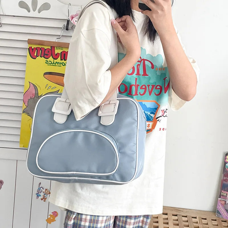 Japanese Style Retro Small Fresh Contrast Girl Student Shoulder Bag