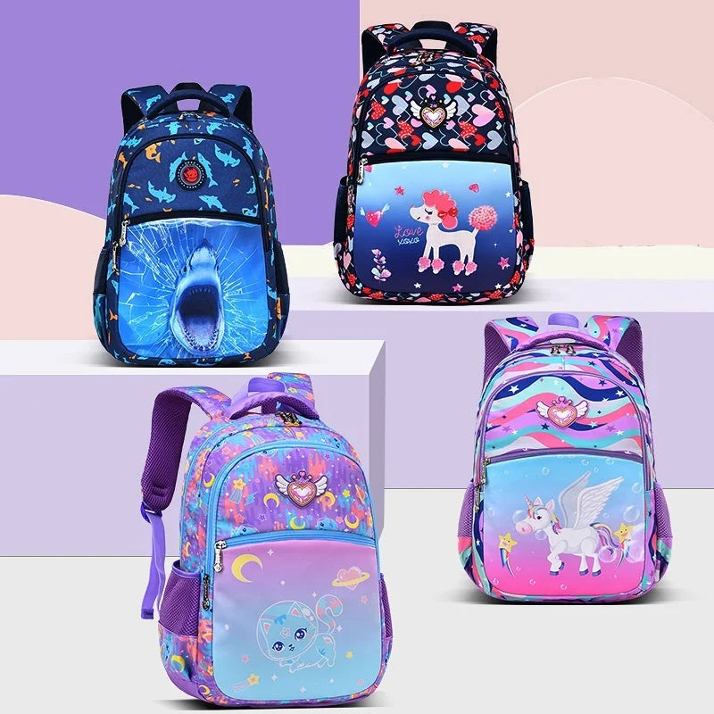 Kids Waterproof Shark Printing Backpacks School Book Bag