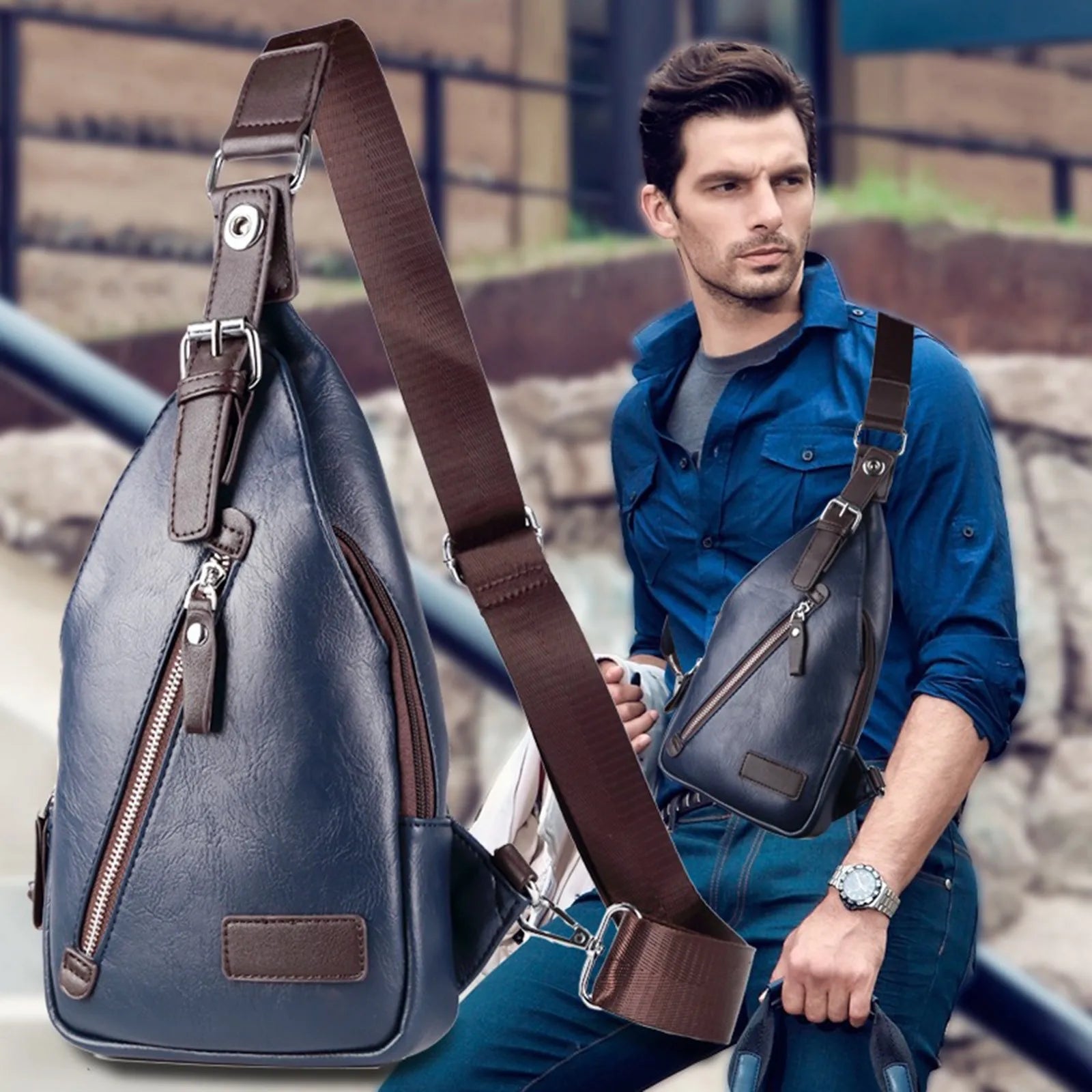 Large Capacity Leather Canvas Shoulder Bag