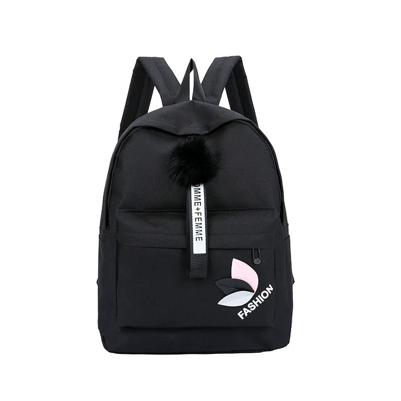 Nylon Printing Solid Backpack Girl School Bags Teen College Wind Women SchoolBag