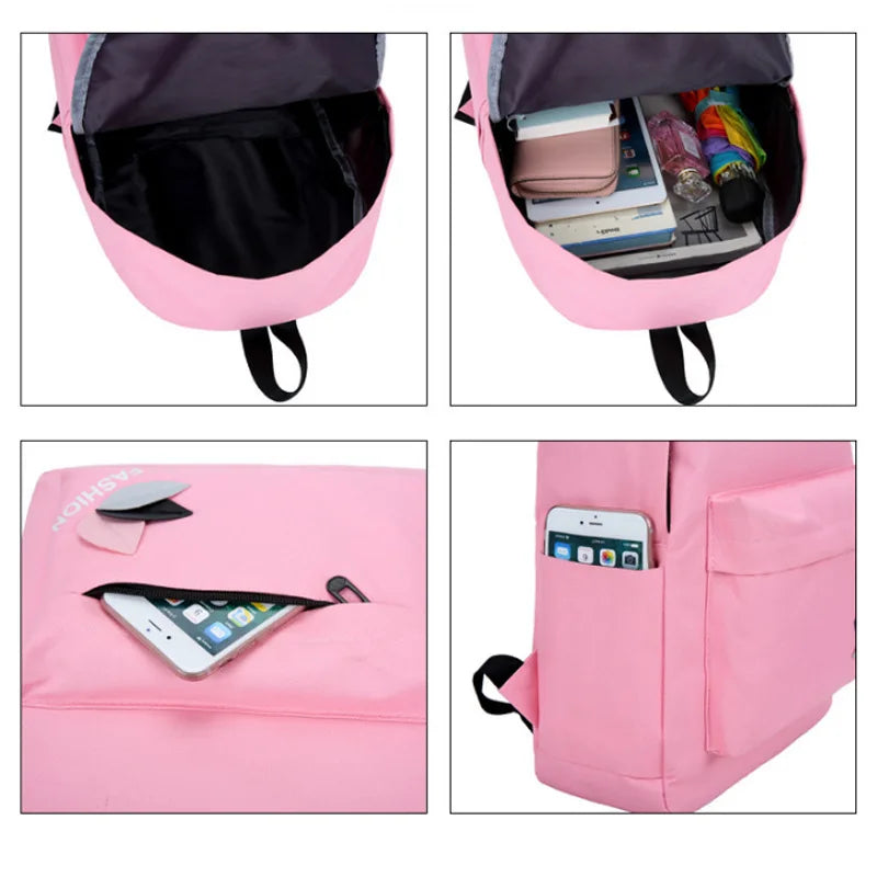 Nylon Printing Solid backpack girl school bags for teenage College wind Women Sc