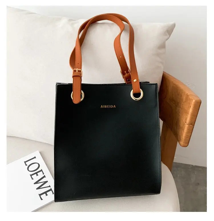 Women's PU Leather One Shoulder Bag Large Capacity Casual Handbag