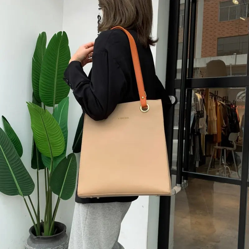 Women's PU Leather One Shoulder Bag Large Capacity Casual Handbag