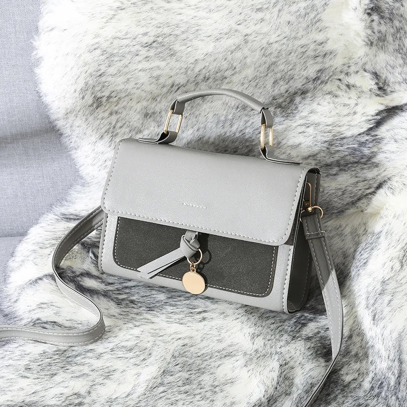 Solid PU Leather Flap Hasp Satchels Crossbody Bag Lady Casual Handbags