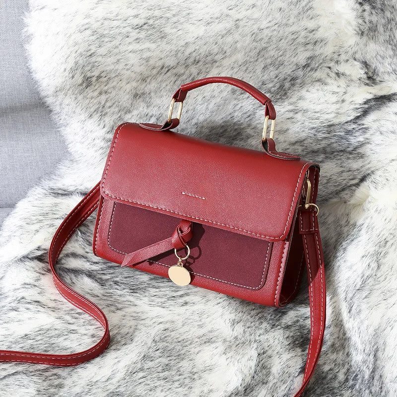 Solid PU Leather Flap Hasp Satchels Crossbody Bag Lady Casual Handbags