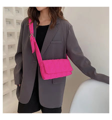Women Shoulder Crossbody Bag Checkered Cotton Handbag