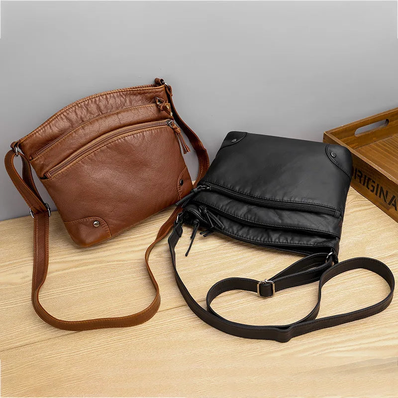 Vintage Soft Leather Women Shoulder Bags Handbags Satchels Messenger Bags