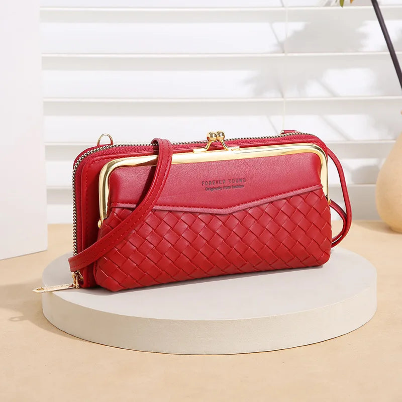 Women Leather Crossbody Purse Large Capacity Shoulder Bag