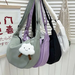 Solid Nylon Dumpling Tote Bag for Women, Harajuku Girls Messenger Bag