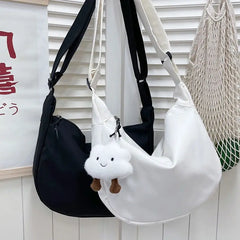 Solid Nylon Dumpling Tote Bag for Women, Harajuku Girls Messenger Bag