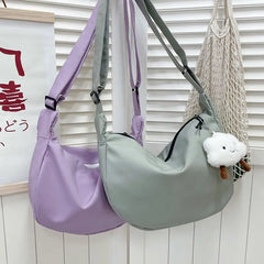 Solid Nylon Dumpling Tote Bag for Women, Harajuku Girls Messenger Bag