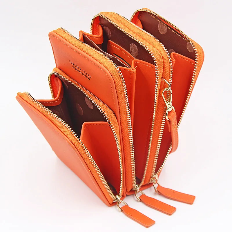 Large Capacity Female Leather Messenger Bag Multi-function Purse