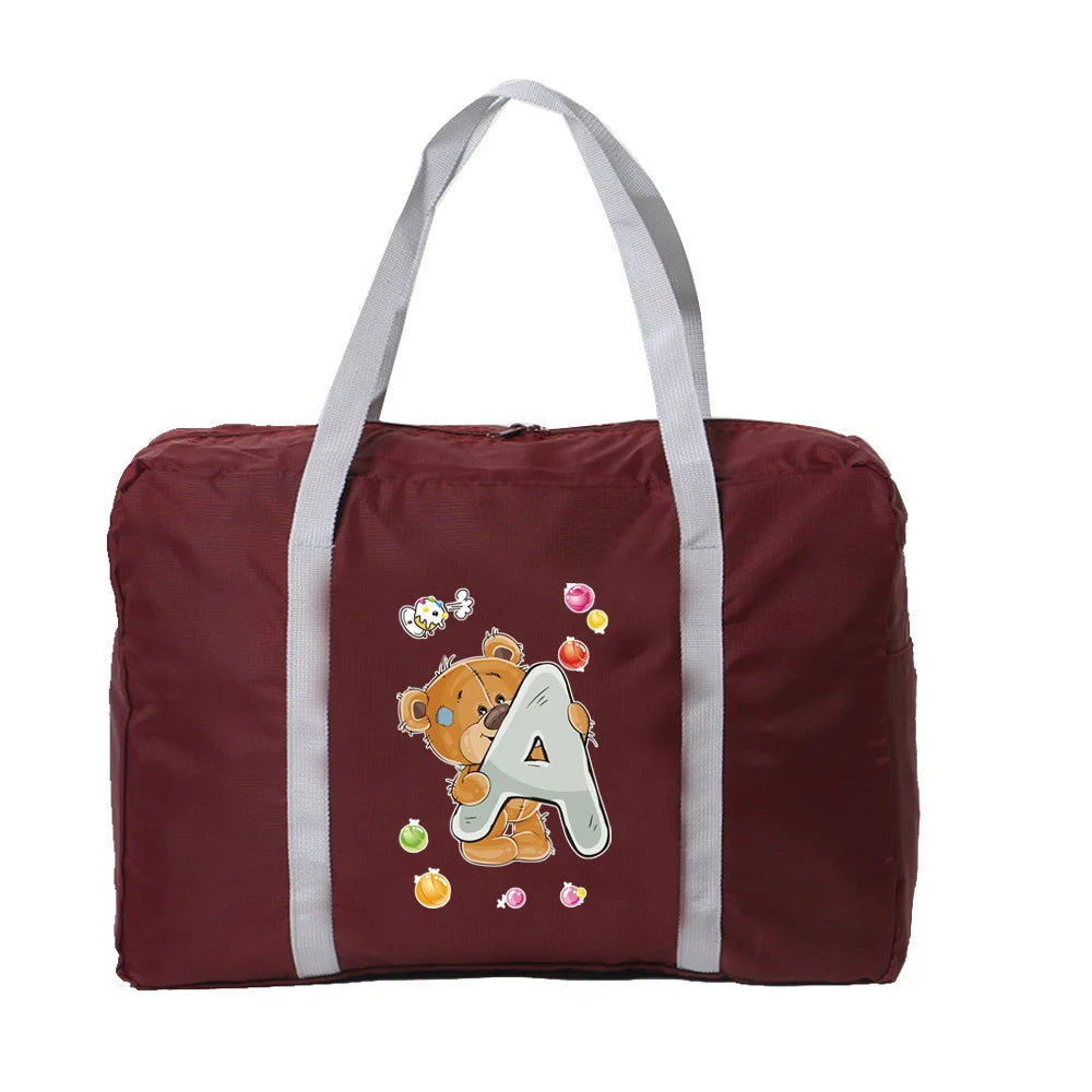 Large Capacity Bear Letter Print Duffel Set Women