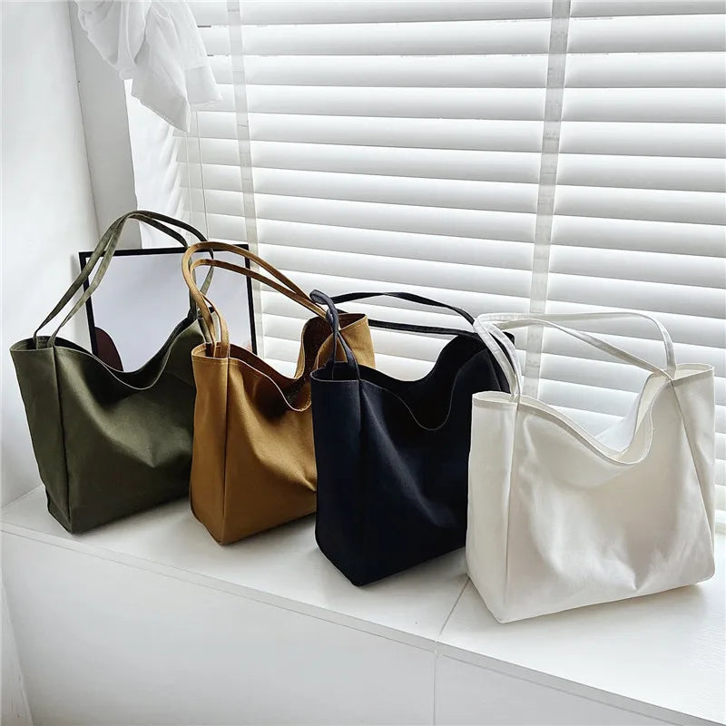 Large-capacity Tote Bag for Women Solid Casual One-shoulder Canvas Handbags