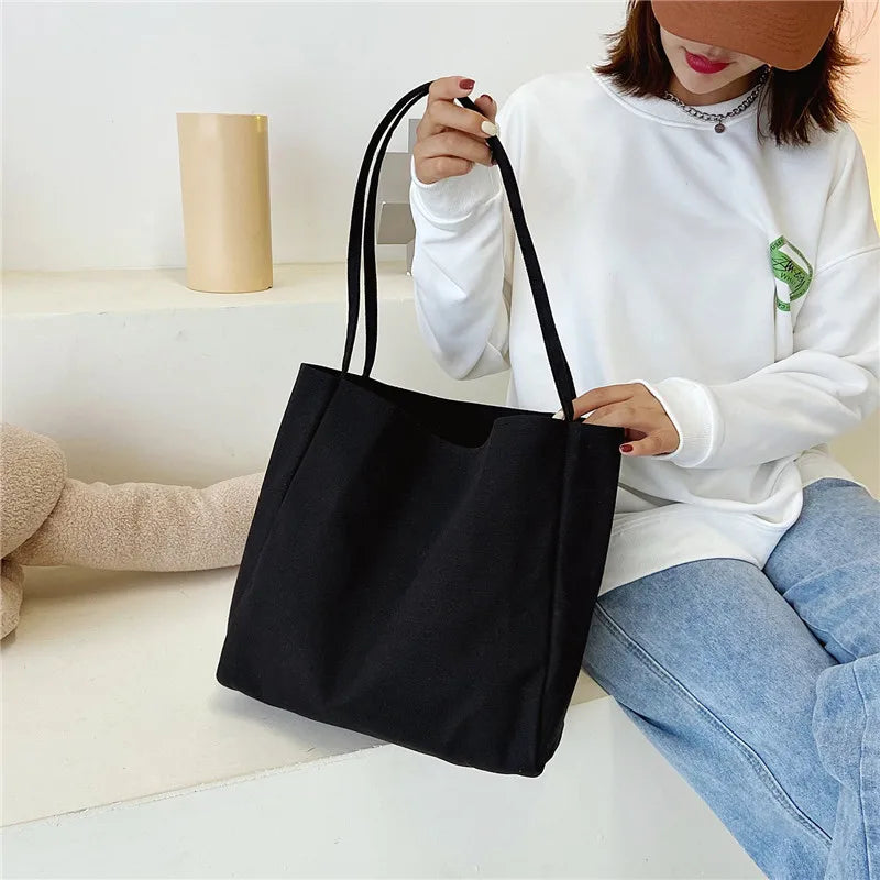 Large-capacity Tote Bag for Women Solid Casual One-shoulder Canvas Handbags