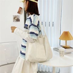 Large-capacity Tote Bag for Women Solid Casual One-shoulder Canvas Handbags