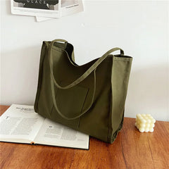 Large-capacity Tote Bag for Women Solid Casual One-shoulder Canvas Handbags