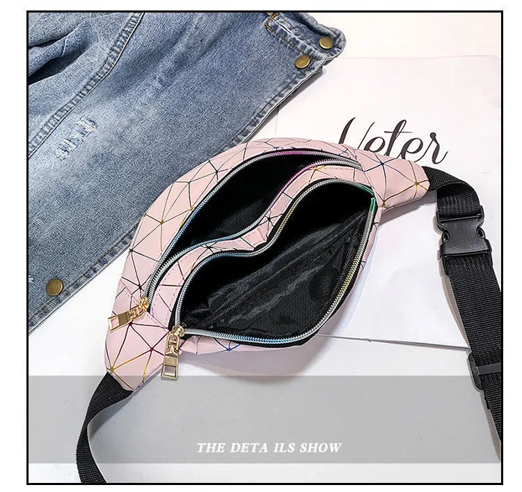 Holographic Fanny Pack Slim Neon Waist Bag PVC Waterproof Bum Bag