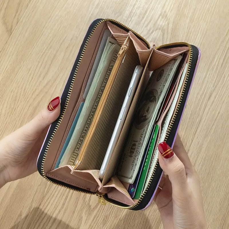 Laser Holographic Women's Wallet Long Clutch Purse Zipper Phone Carteras