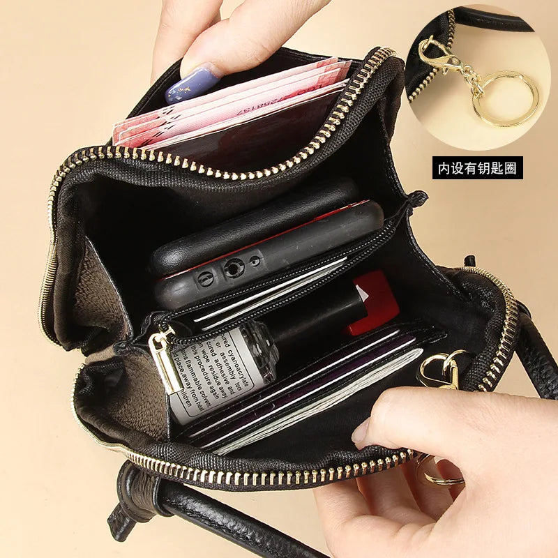 Leather Women's Bag Shoulder Diagonal Bag Mobile Phone Bag Mini Purse Handbag