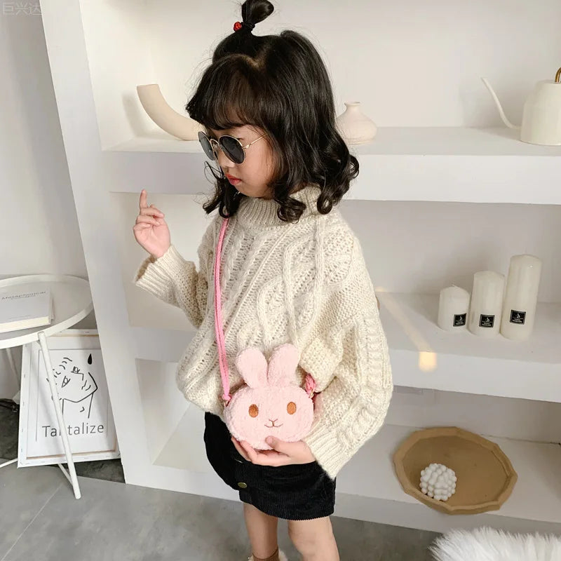 Kids Rabbit Plush Messenger Bag Coin Purse