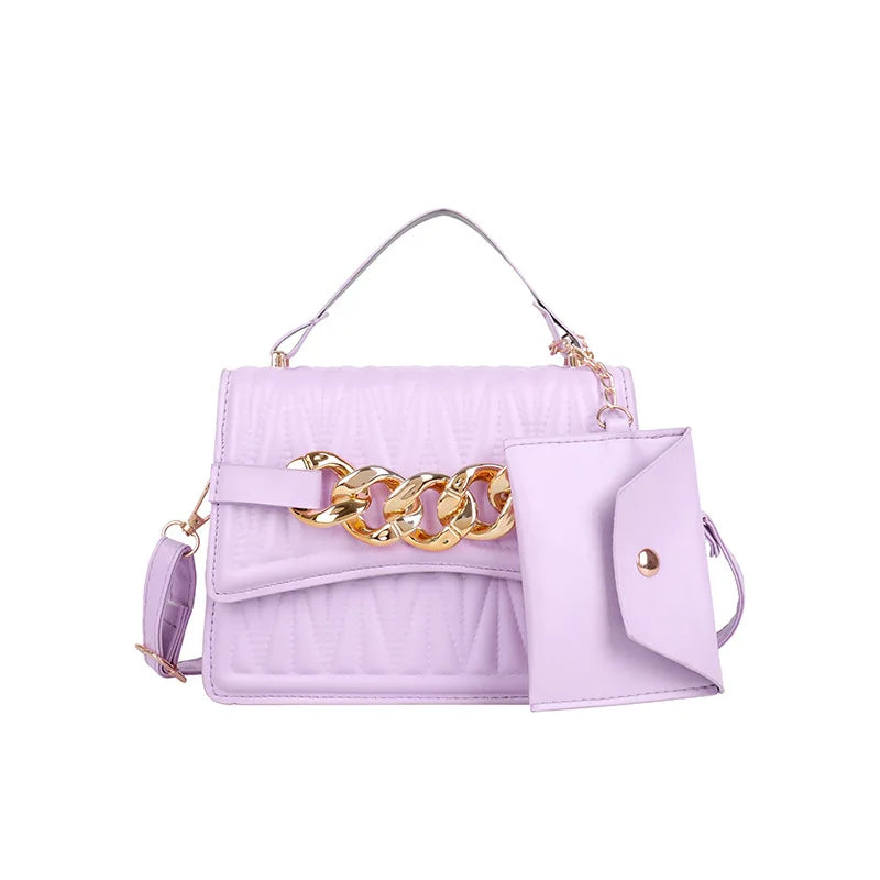 Leather Shoulder Bag Large Chain Flap Quilted Square Bags for Women