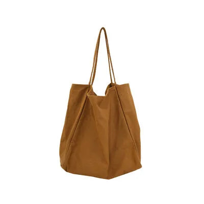 Canvas Shoulder Bag Large Tote Bag Solid Color Minimalist Style Ladies Handbag