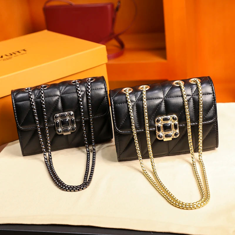 Diamond Flap Quilted Chain Handbag Women Bag Pu Leather Messenger Bag