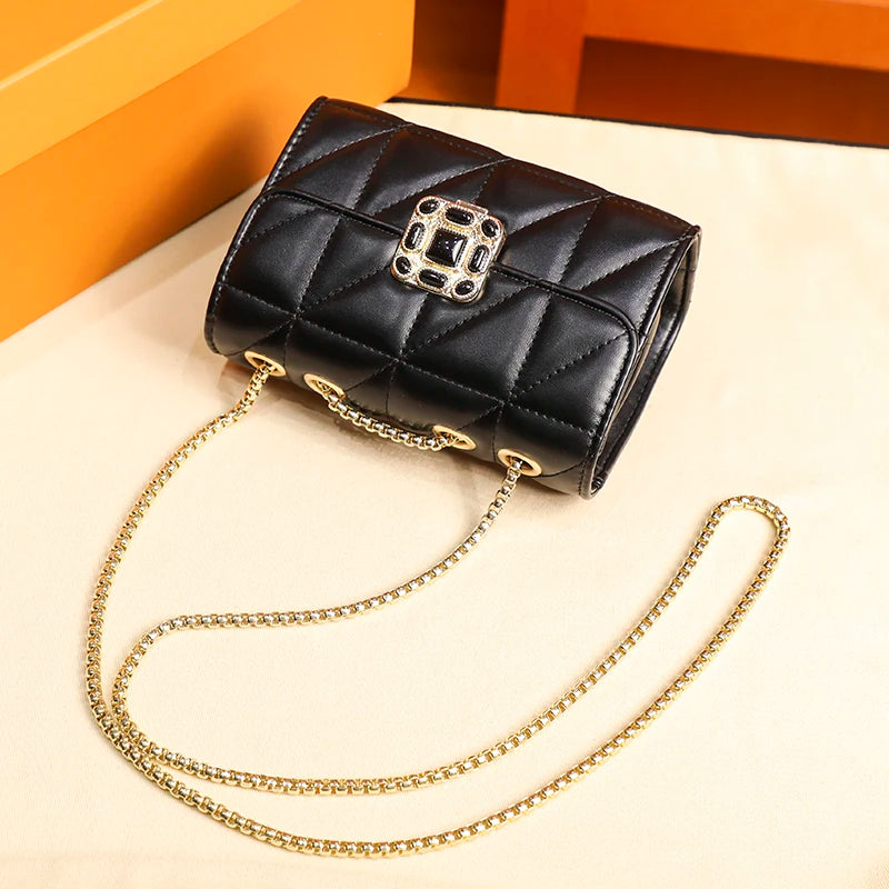 Diamond Flap Quilted Chain Handbag Women Bag Pu Leather Messenger Bag