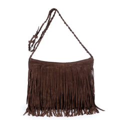 Matte Frosted Velvet Tassel Shoulder Bag