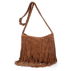 Matte Frosted Velvet Tassel Shoulder Bag