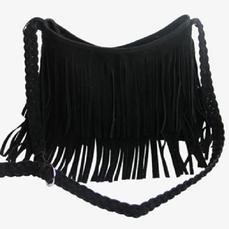 Matte Frosted Velvet Tassel Shoulder Bag