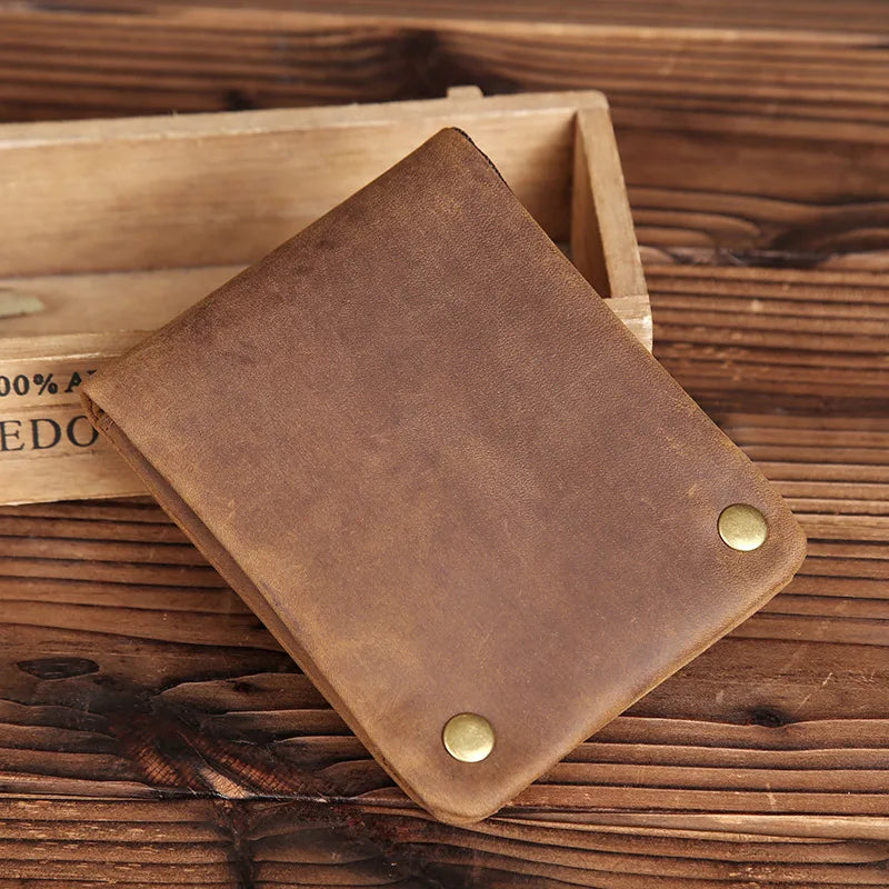 Men Cowhide Wallet Crazy Horse Leather Vintage Casual Man Wallet