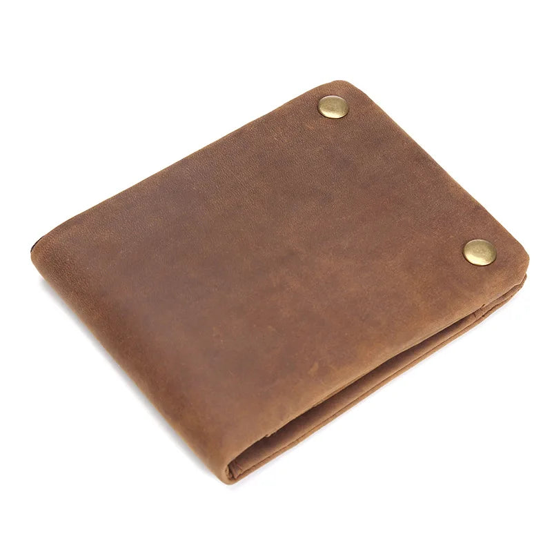 Men Cowhide Wallet Crazy Horse Leather Vintage Casual Man Wallet
