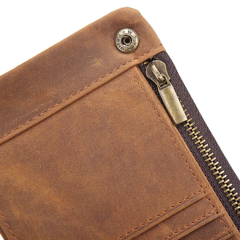 Men Cowhide Wallet Crazy Horse Leather Vintage Casual Man Wallet