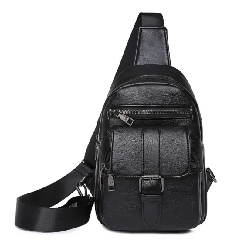 Men Women Vintage High Leather Waist Bag Crossbody Shoulder Bags