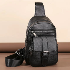 Men Women Vintage High Leather Waist Bag Crossbody Shoulder Bags