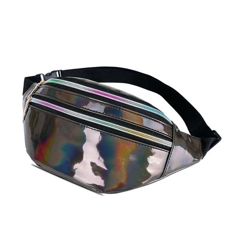 Men Women Laser Waist Pack Bright Chest Bag Multi-function Shoulder Crossbody Ba
