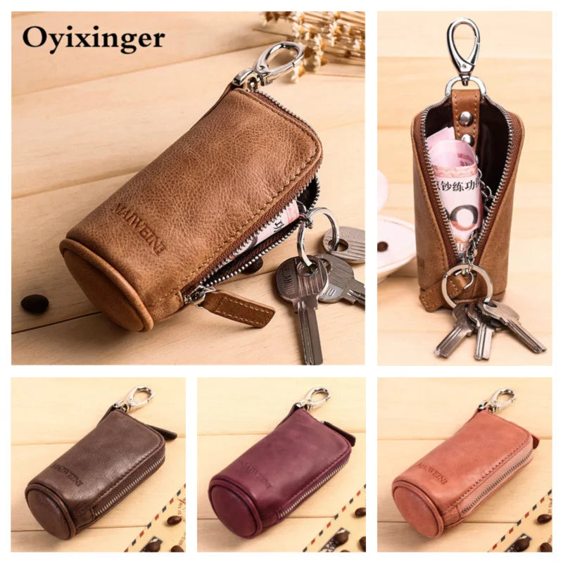 Key Wallet Organizer Case Holder Purse Cowhide Leather