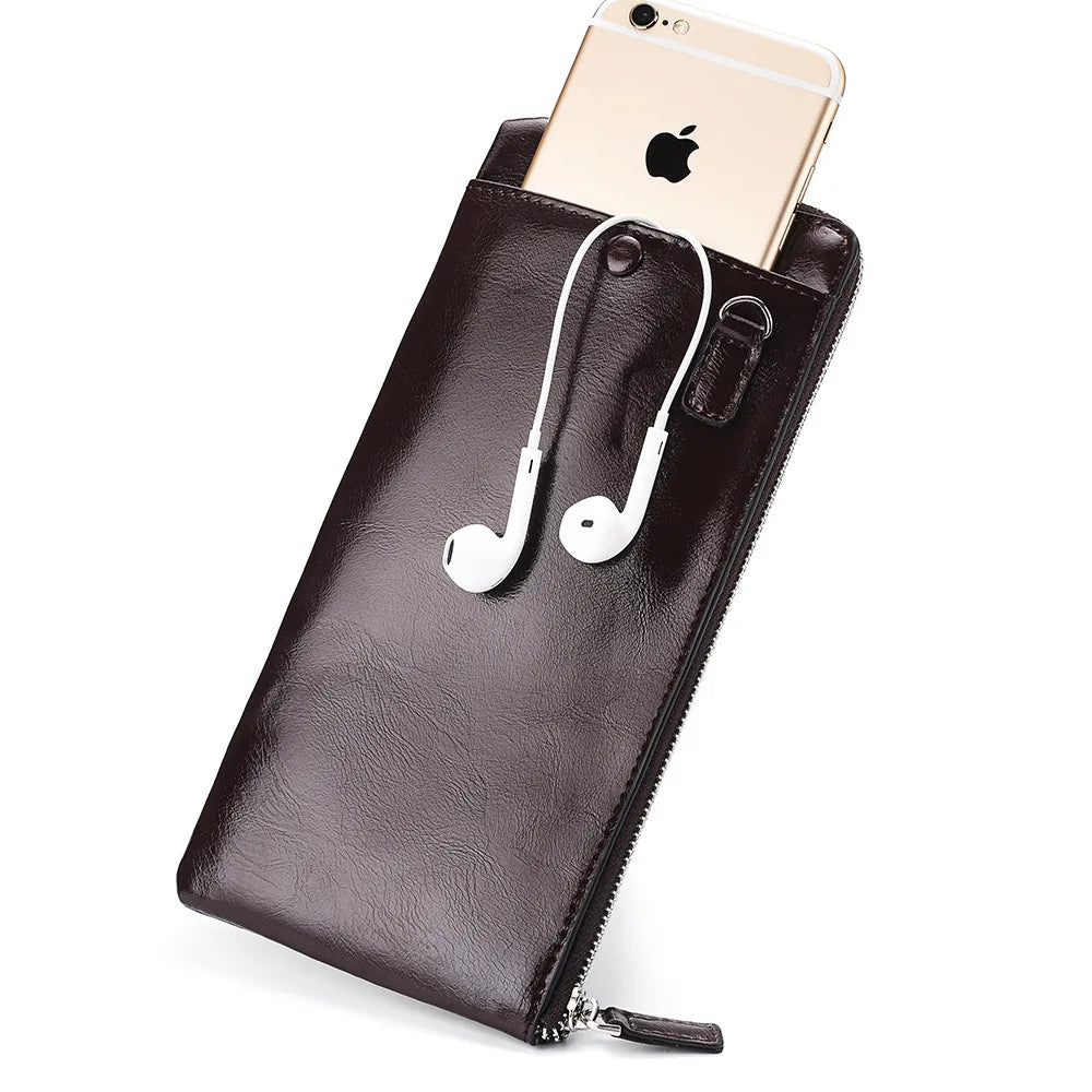 Men's Large Capacity Business Handbag with Wallet Clip and Zipper