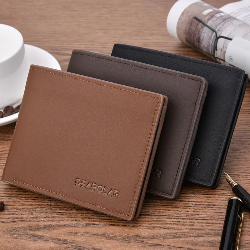 Men's Smooth Leather Wallet Multi-function Short Wallet
