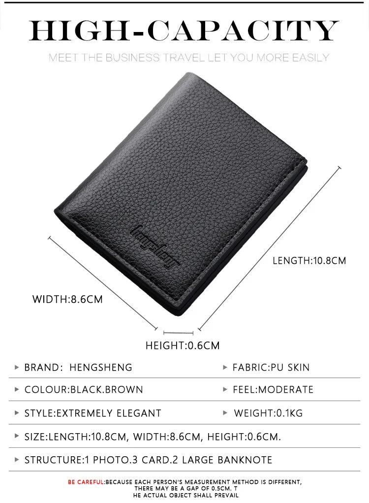Men's Wallet Smooth Leather Multi-function Short Wallet